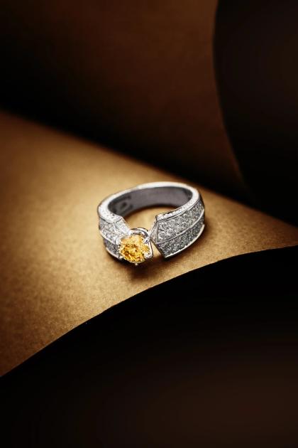 Кольцо «Выбор» с желтым бриллиантом, ring, white-gold, с diamond, GRIGOF