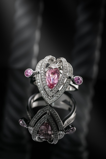 Кольцо с розовым сапфиром , ring, white-gold, с sapphire, GRIGOF