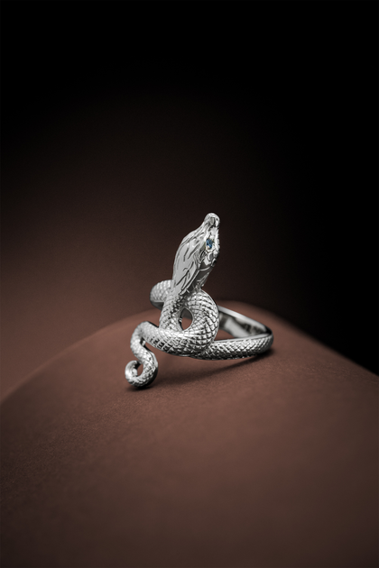 Кольцо "Змейка" , ring, white-gold, с sapphire, GRIGOF