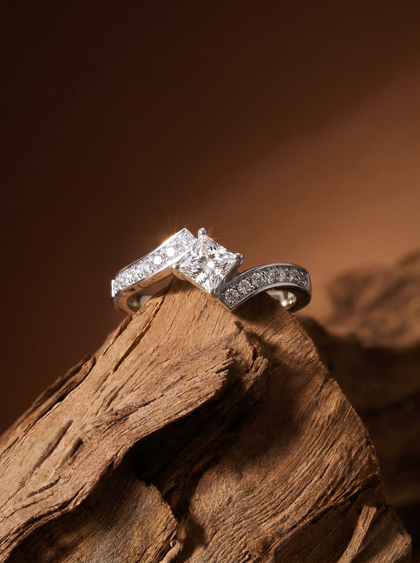 Кольцо с бриллиантом принцесса 0.5 ct — фото 2