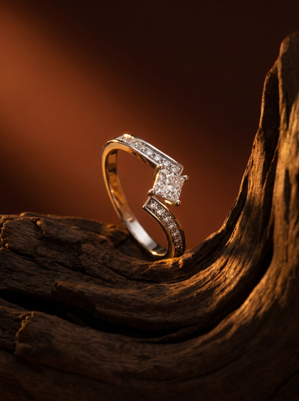 Кольцо с бриллиантом принцесса 0.5 ct — фото 3