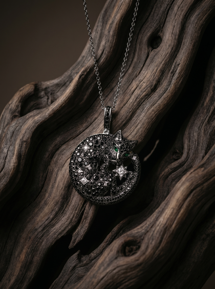 Подвеска "Кошка" , pendant, white-gold, с diamond, GRIGOF