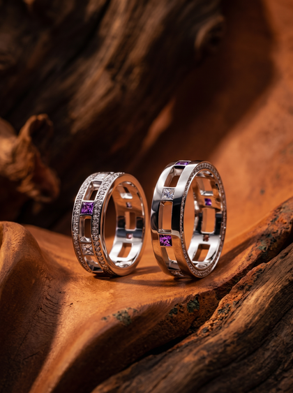 Обручальные кольца с сапфирами , wedding rings, white-gold, с diamond, GRIGOF