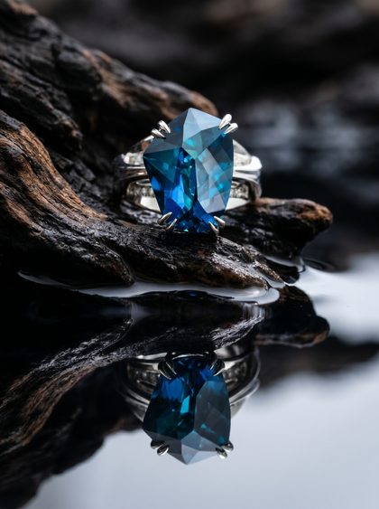 Кольцо с фантазийным топазом , ring, white-gold, с topaz, GRIGOF