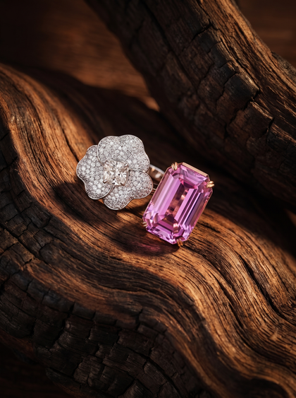 Кольцо с кунцитом 25 ct , ring, с diamond, GRIGOF