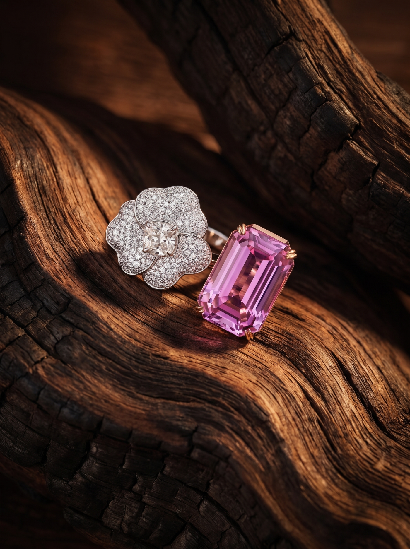 Кольцо с кунцитом 25 ct