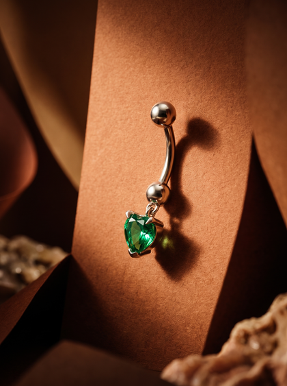 Пирсинг с изумрудом 0.5 сt , earrings, white-gold, с emerald, GRIGOF
