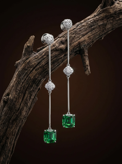 Серьги с турмалинами , earrings, white-gold, с tourmaline, GRIGOF