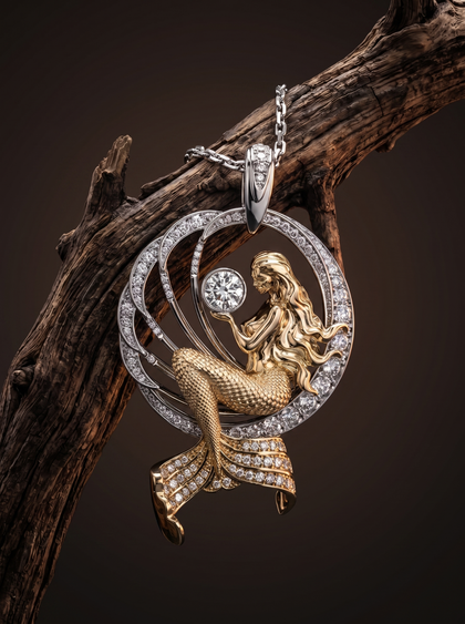 Подвеска "Русалка" , pendant, white-gold, с diamond, GRIGOF