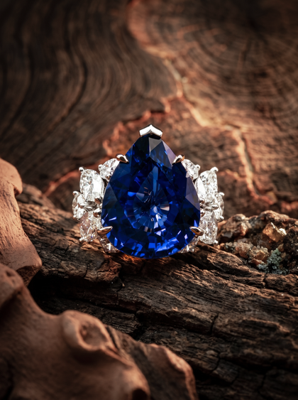 Кольцо с сапфиром 16 сt , ring, white-gold, с sapphire, GRIGOF