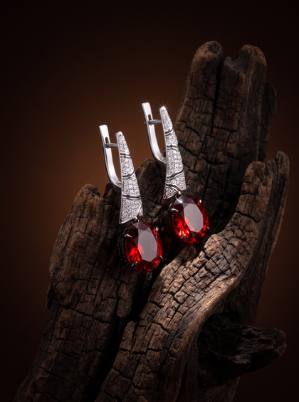 Серьги со спессартинами 6.0 ctw , earrings, white-gold, с garnet, GRIGOF