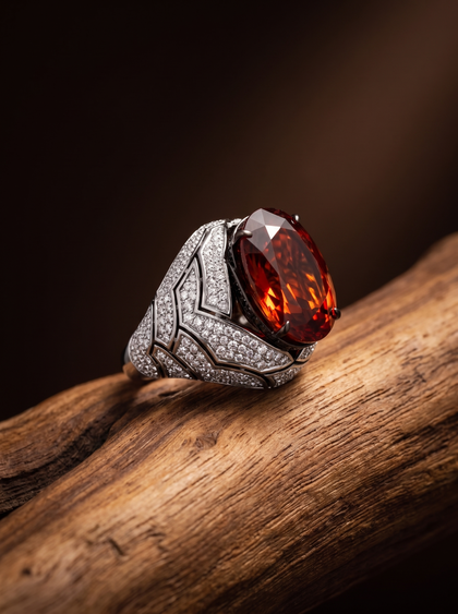 Кольцо со спесссартином 11.0 ct , ring, white-gold, с garnet, GRIGOF