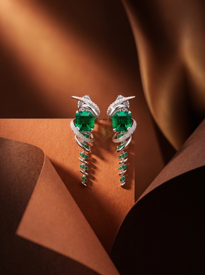 Серьги с изумрудами 3.0 ctw, earrings, white-gold, с emerald, GRIGOF