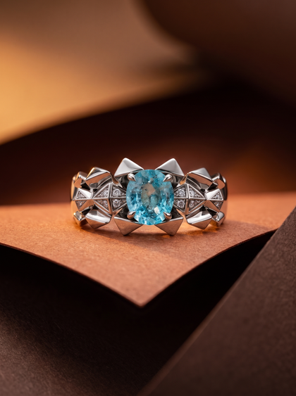 Кольцо с параибой 1.0 сt, ring, white-gold, с tourmaline, GRIGOF