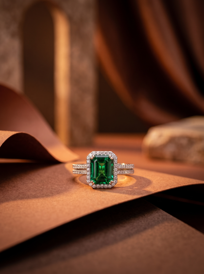 Кольцо с изумрудом 2 ct , ring, white-gold, с emerald, GRIGOF