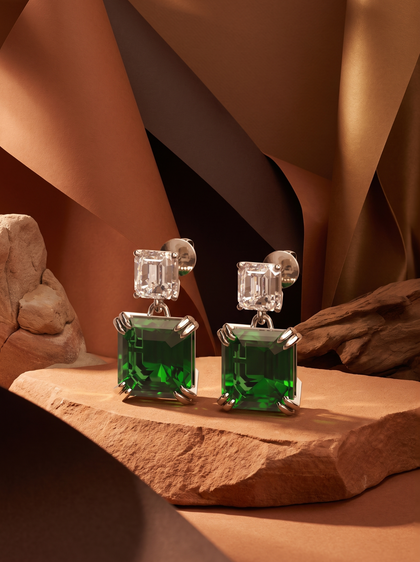 Серьги с изумрудами 6.0 ctw , earrings, white-gold, с emerald, GRIGOF