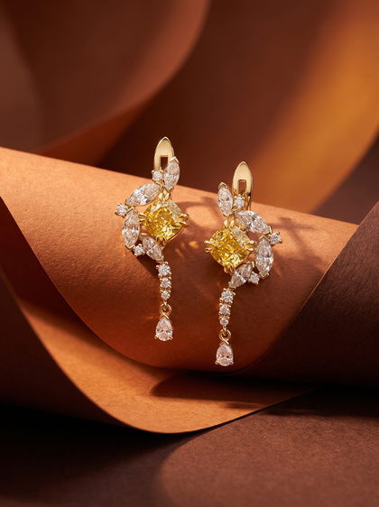Серьги "Капли Тепла" , earrings, white-gold, с diamond, GRIGOF
