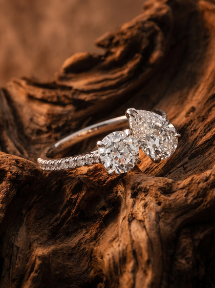 Кольцо "Поцелуй" , ring, white-gold, с diamond, GRIGOF