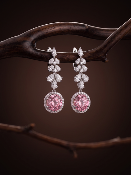 Серьги с розовыми бриллиантами 8.0 ctw , earrings, white-gold, с diamond, GRIGOF