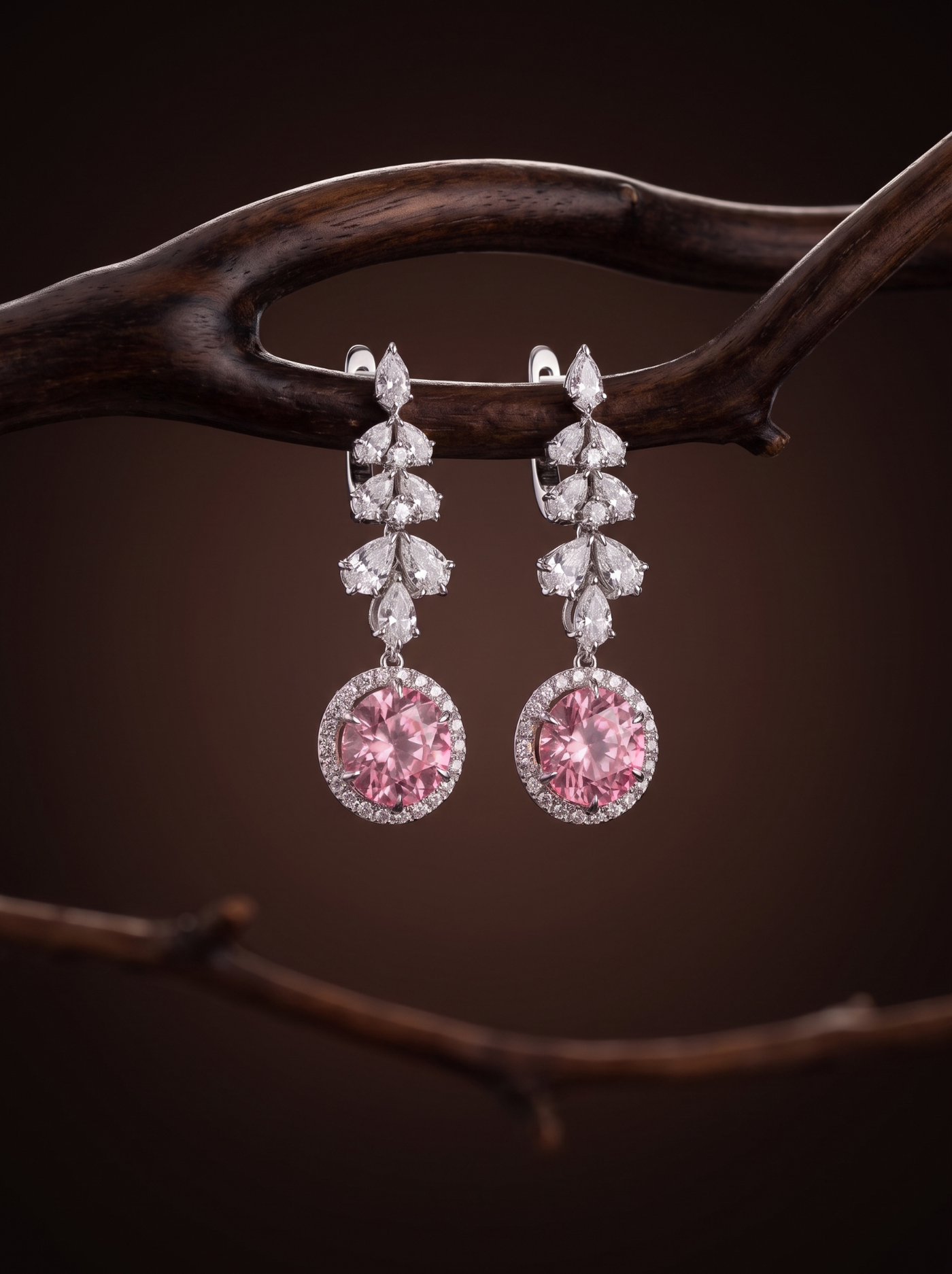 Серьги с розовыми бриллиантами 8.0 ctw