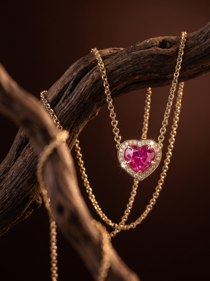 Колье с сапфиром 1.75 ct , necklace, rose-gold, с sapphire, GRIGOF