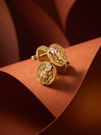 Серьги "Скарабей" , earrings, yellow-gold, GRIGOF