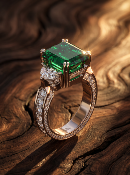 Кольцо с изумрудом 7.0 сt , ring, white-gold, с emerald, GRIGOF