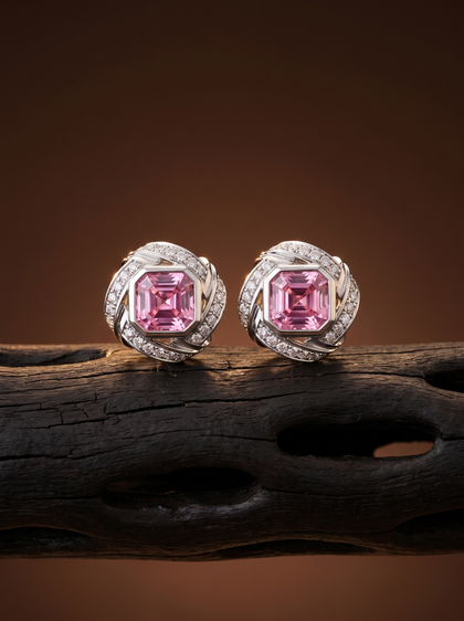 Пусеты с розовыми сапфирами , earrings, white-gold, с sapphire, GRIGOF