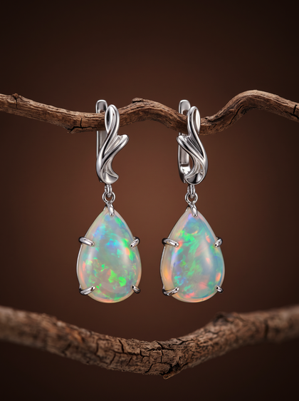 Серьги с опалами 34.80 сtw , earrings, white-gold, с opal, GRIGOF