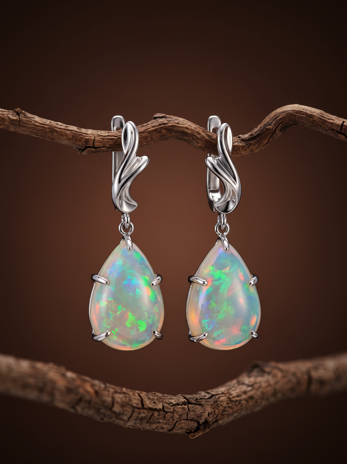 Серьги с опалами 34.80 сtw 