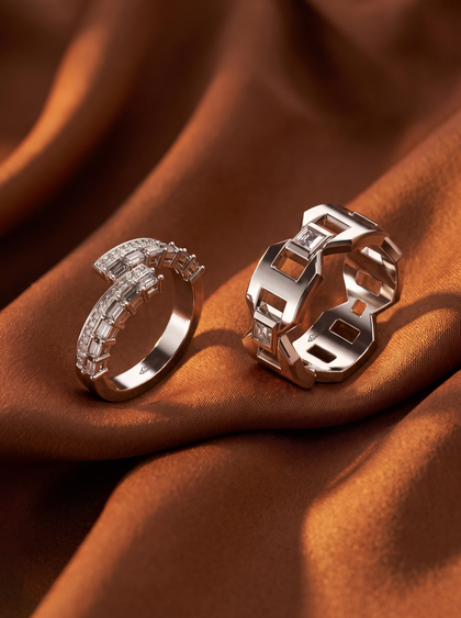 Обручальные кольца с багетами , wedding rings, white-gold, GRIGOF