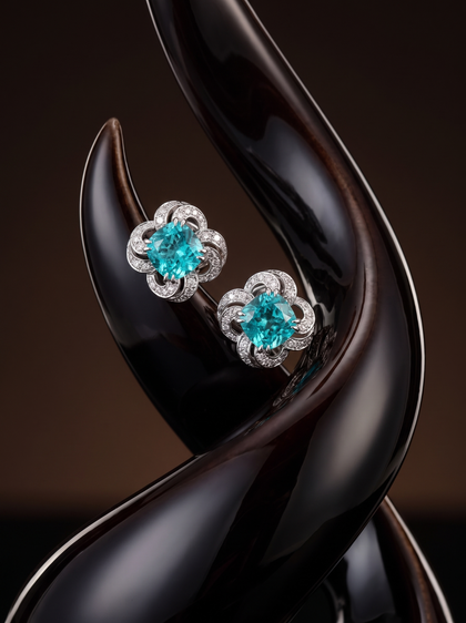 Cерьги с параибой 6.05 ctw , earrings, white-gold, с tourmaline, GRIGOF