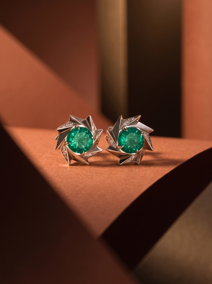 Серьги с изумрудами 2.19 ctw , earrings, white-gold, с emerald, GRIGOF