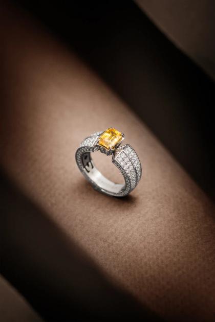 Кольцо «Выбор» с желтым сапфиром, ring, white-gold, с sapphire, GRIGOF