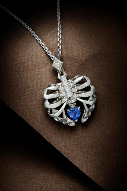 Подвеска «Тайна сердца», pendant, white-gold, с tanzanite, GRIGOF